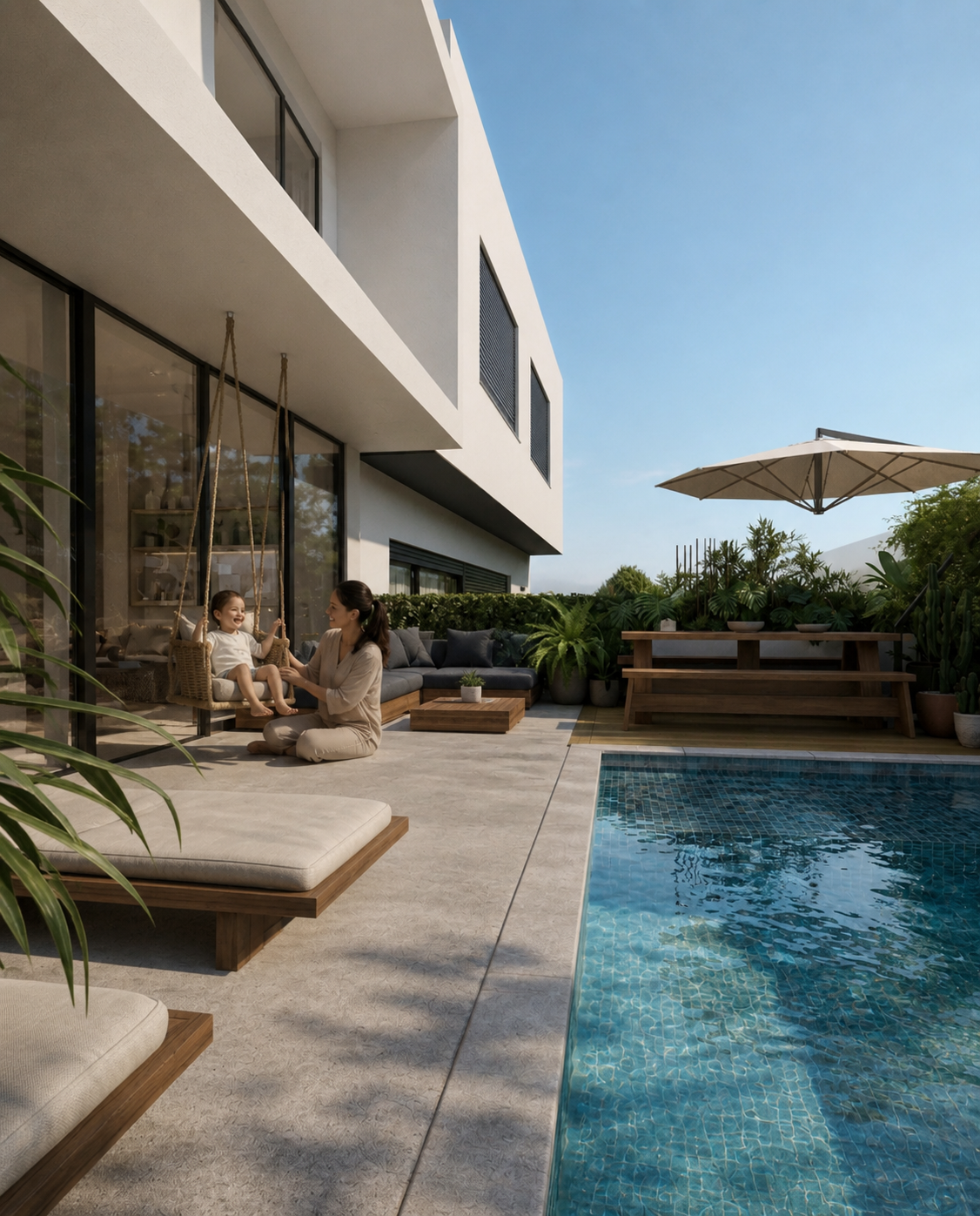 Vivenda em Belas Clube de Campo — terraço exterior com piscina